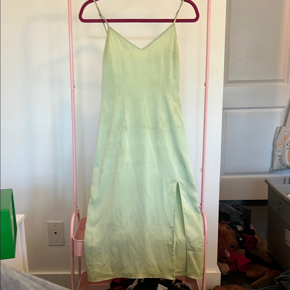 Abercrombie & fitch Satin Mint Slip Dress with Slit
